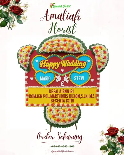 Karangan Papan Bunga Pernikahan di Sei Lais